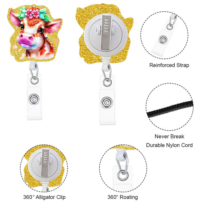 Wholesale Acrylic Gold Yak Retractable Clip Easy Pull Keychain JDC-KC-QiDing005