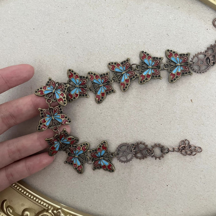 Wholesale Niche metal mechanical distressed butterfly cyberpunk collar