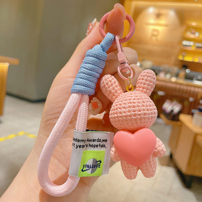 Wholesale Cartoon Resin Heart Rabbit Keychain JDC-KC-ShuoT020