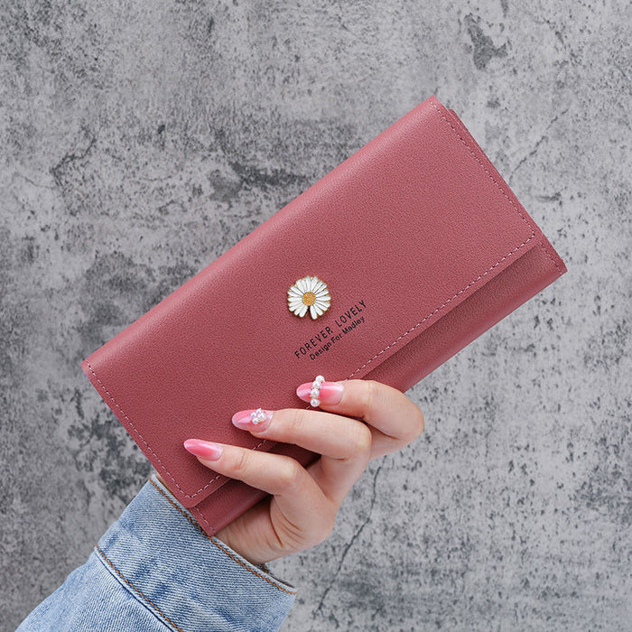 Wholesale Pink PU Women' s Long Folding Wallet with Card Holder - Everyday Resale MOQ≥3