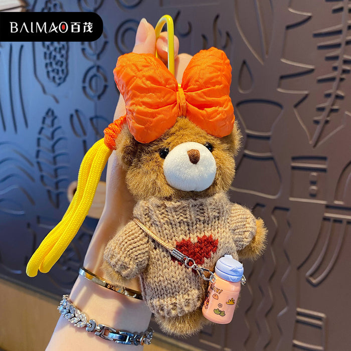 Wholesale Cartoon Plush Crossbody Water Cup Bear Plush Doll Keychain Bear Doll Keychain Bag Hanging