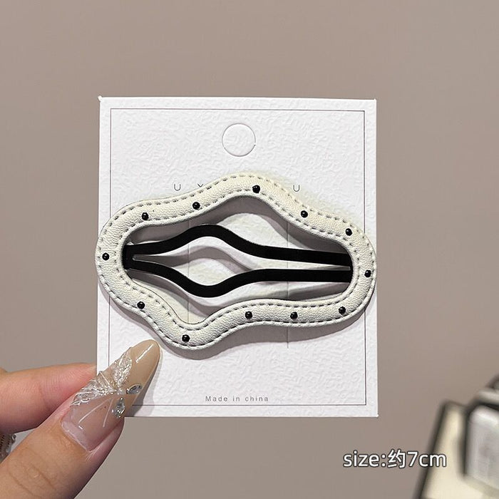 Wholesale Black and White Polka Dot Leather Snap Clips for Kids ( Spring/ Summer)