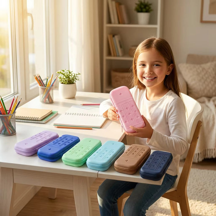 Wholesale Silicone Pencil Case DIY Hole Design Cute Stationery Organizer for Students MOQ≥10