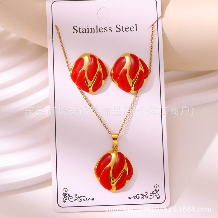 Wholesale 304 Stainless Steel Vacuum Plated Earrings and Necklace Set