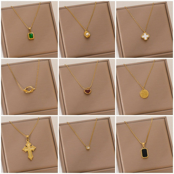 Wholesale Stainless Steel Clavicle Chain Necklace — Asymmetrical Design featuring a Bowknot  Rhinestone Accents  and Heart Pendant