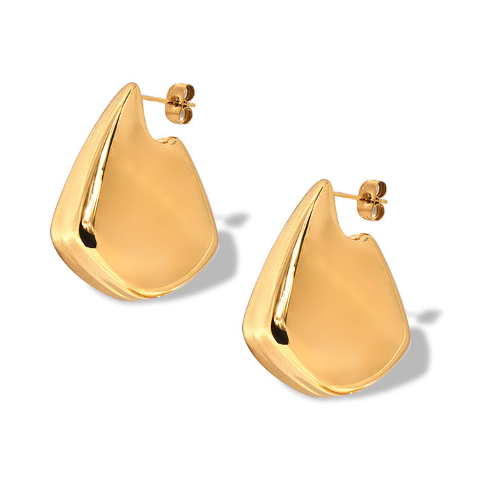 Wholesale  wind hollow earrings vacuum plating 18K polished titanium steel smooth irregular earrings