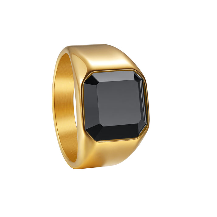 Wholesale Titanium Steel Electroplated Men' s Ring with Multi-Color Stones - Boutique Resale