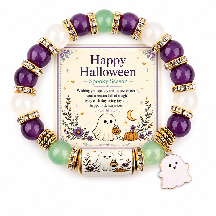 Wholesale  Ghost Black Cat Pumpkin Crystal Bead Elastic Bracelet Unisex Fashion Jewelry Accessory For Party Gift Boutique Resale