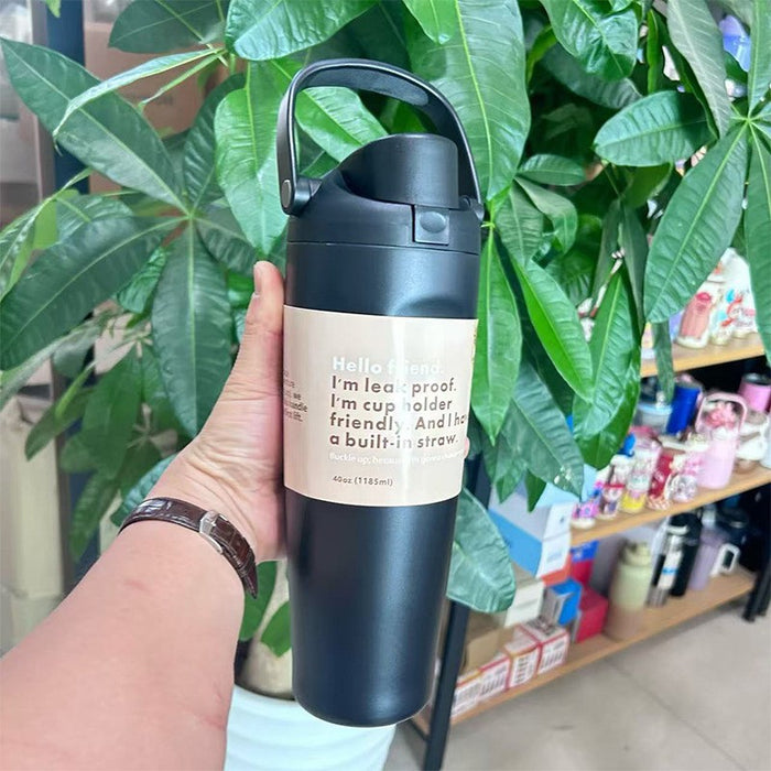 Wholesale Cartoon fruit cup stainless steel thermos cup large capacity portable double drinking cup outdoor sports kettle