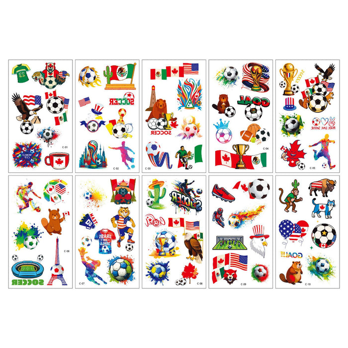 Wholesale 10pcs World Cup Water Transfer Paper Football Tattoo Stickers