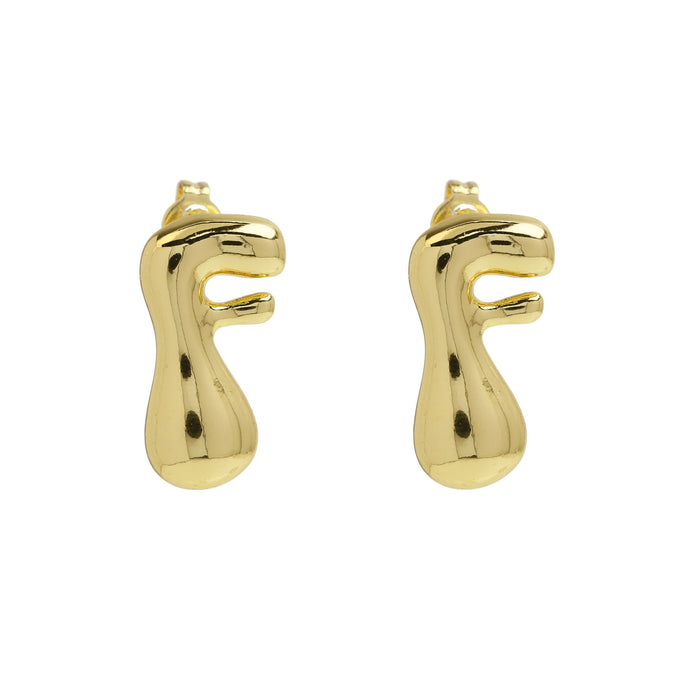 Wholesale 2PCS 18K Gold Brass 26 English Letters Earrings JDC-ES-BaiYi008