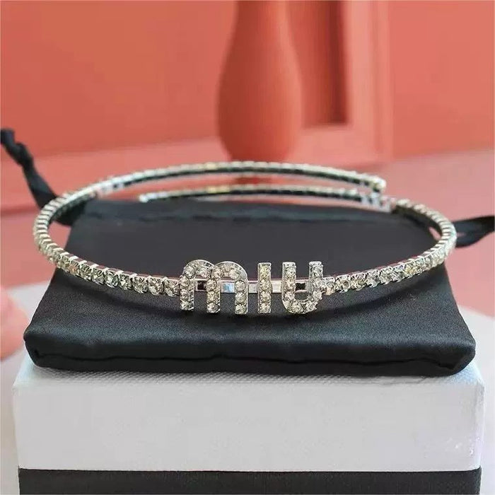 Wholesale Letter pendant necklace with rhinestones,  open-ended choker necklace