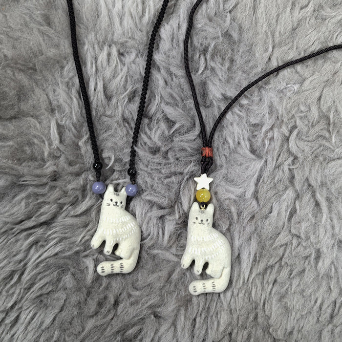 Wholesale Autumn and winter vintage necklace niche design sweater chain brown hand woven rope collarbone chain