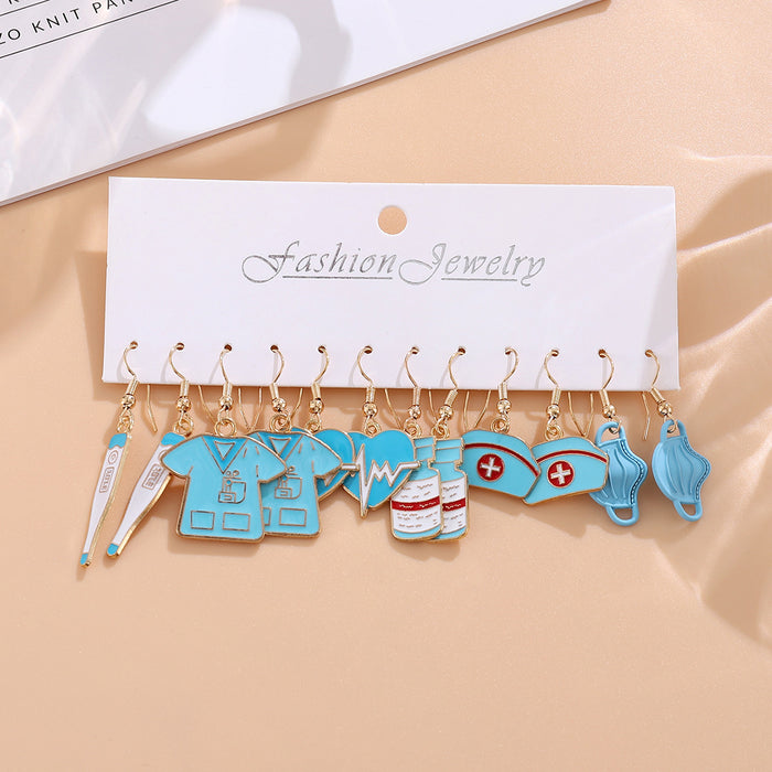 Wholesale Nurses Day Nurse Uniform Nurse Hat Love Mask Pendant Earrings Medical Supplies Nurses Day Earrings