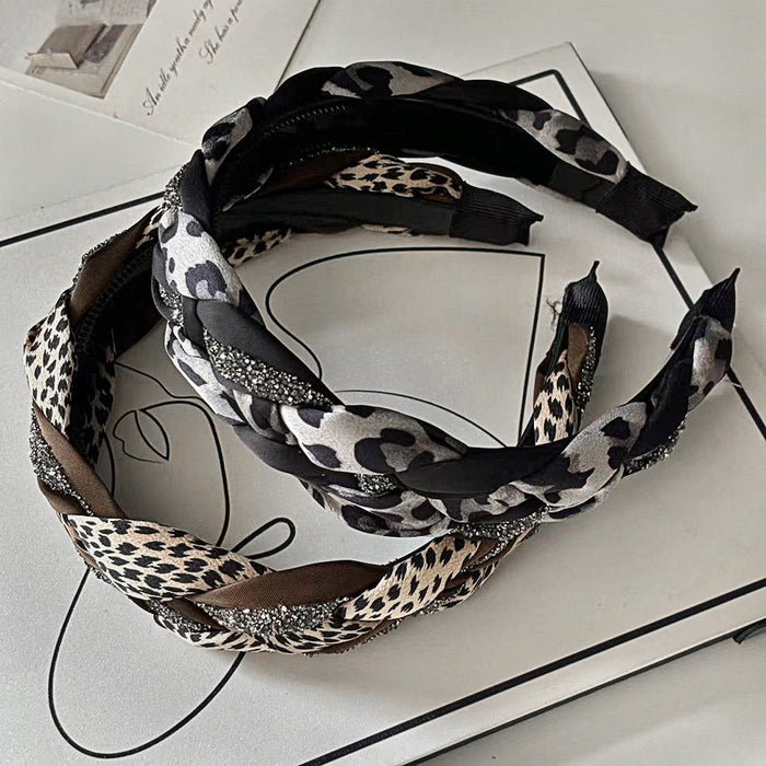 Wholesale Leopard Satin Twist Hair Band Wide-brimmed Hair Pin High-end
