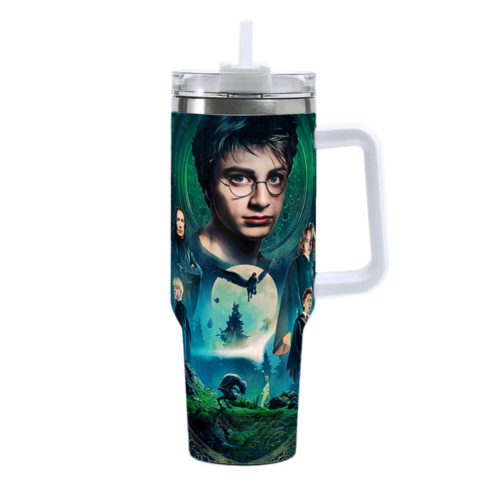 Wholesale 40oz Stainless Steel Tumbler with Handle Magic Wizard Design Car Cup Travel Mug MOQ≥2