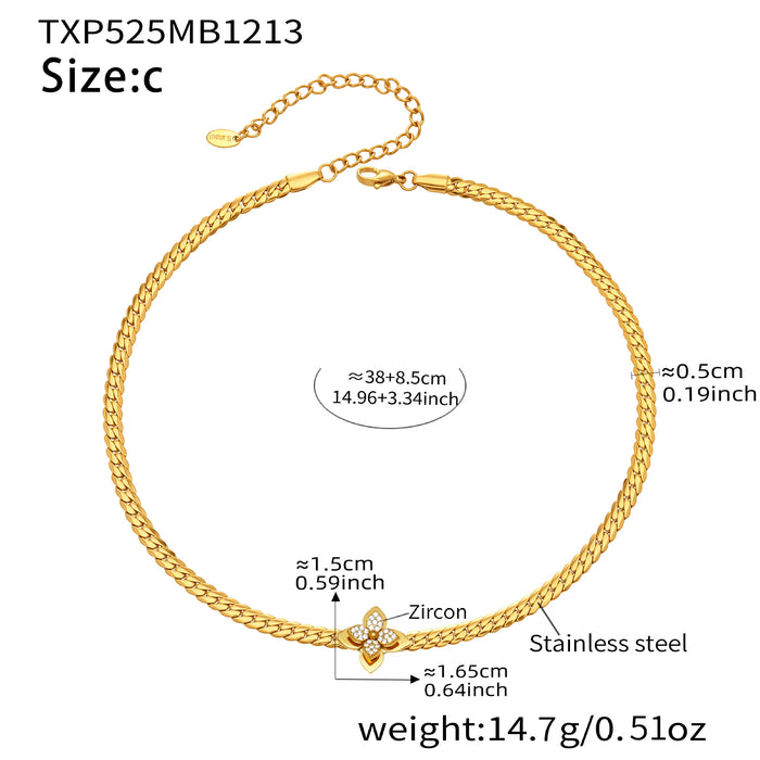 Wholesale 3D Stainless Steel Flower Bracelet &  Layering Necklace Set