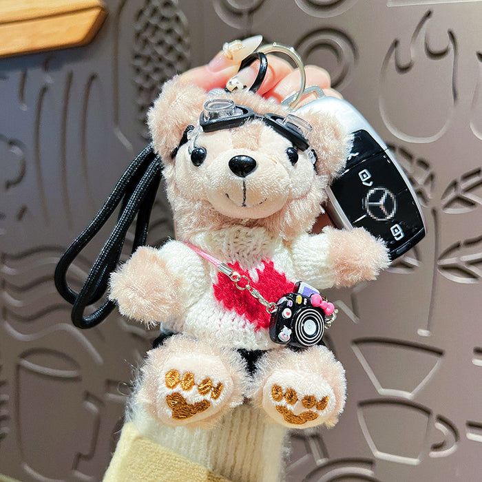 Wholesale Creative Plush Travel Bear Keychain Cute Cartoon Student Bag Pendant Exquisite