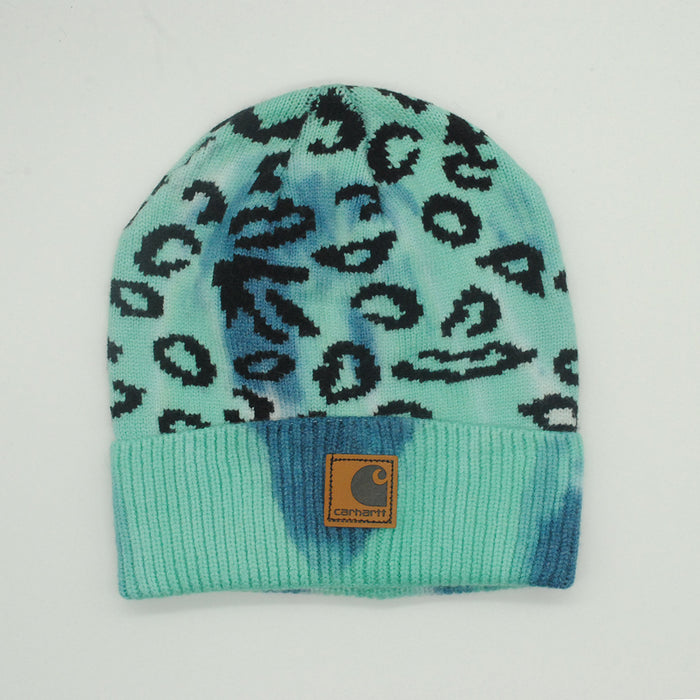 Wholesale autumn and winter windproof and warm leopard print tie-dye beanie JDC-HT-PNi001