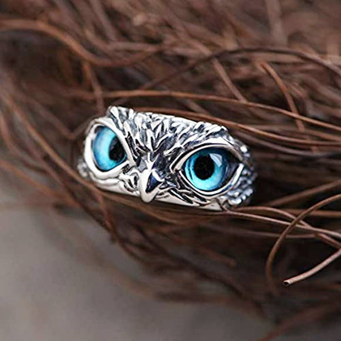 Wholesale Adjustable Evil Eye Owl Metal Ring JDC-RS-Lanx003