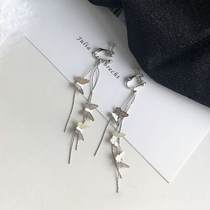 Wholesale Three dimensional butterfly earrings with tassel chain earrings