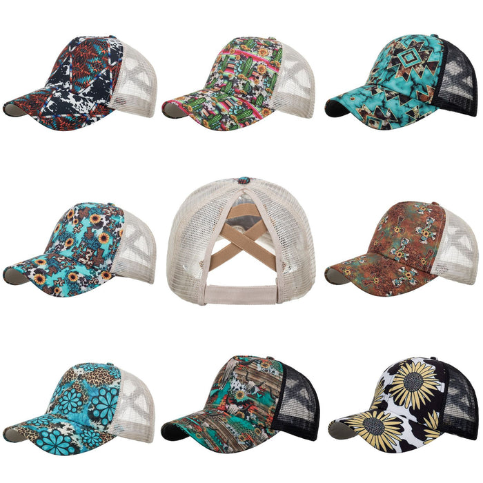 Wholesale Cotton Polyester Cross Ponytail Baseball Hats JDC-FH-ZhongMei001