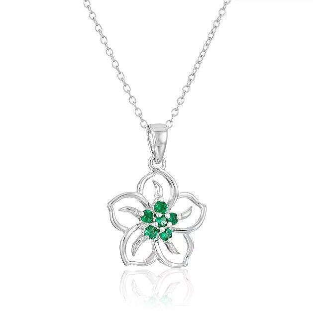 Wholesale December birthstone five-petal cherry blossom necklace