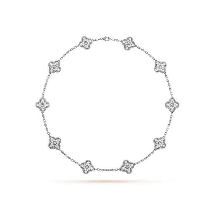 Wholesale Black agate ten flower necklace, double-sided clover collarbone chain