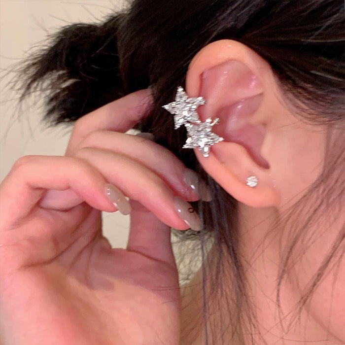 Wholesale Exquisite micro inlaid ear hole free ear bone clip for women, light luxury, niche design, temperament, personality, earrings