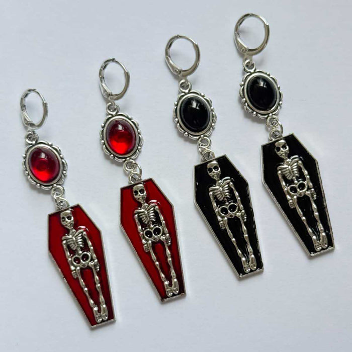 Wholesale Punk Gothic  Coffin Skull Earrings 304 Stainless Steel Electroplated Trendy Jewelry Accessory Boutique Resale