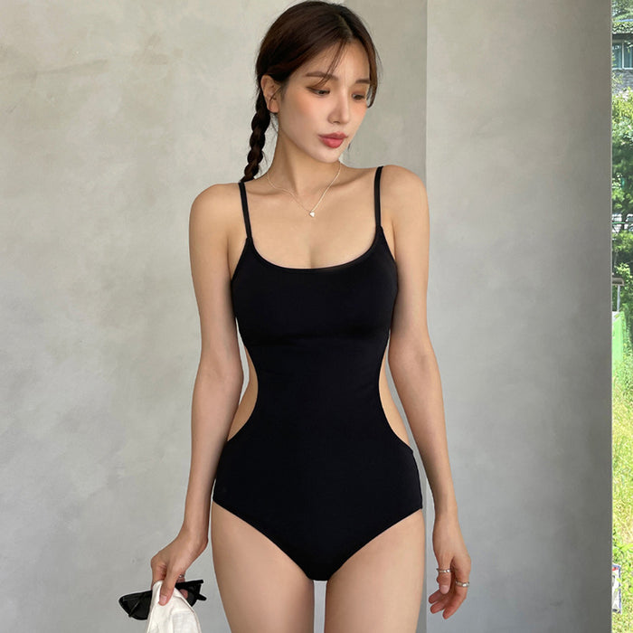 Wholesale Swimsuit women's simple triangle one-piece solid color swimsuit