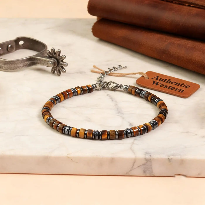 Wholesale Woven Rope Tiger Eye and Black Onyx Bracelet