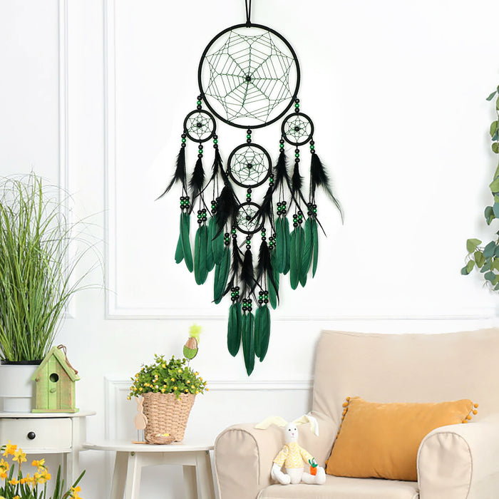 Wholesale Hand Knitted Feather Dreamcatcher Native American Style Bedroom Hanging Decor MOQ≥2