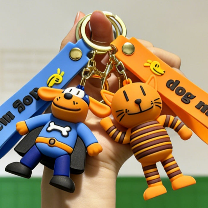 Wholesale Detective Dog Puppy Keychain Silicone PVC Cartoon Car Key Accessory Gift