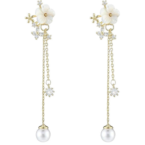 Wholesale Light luxury long chain imitation pearl earrings for wearing ear accessories