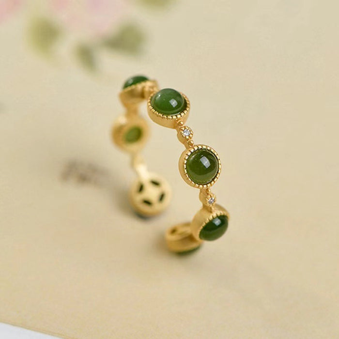Wholesale Retro minimalist turquoise bead ring design, niche, light luxury temperament, high-end feel, open index finger ring