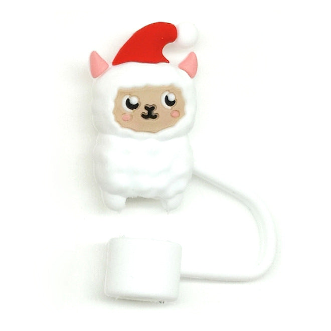 Wholesale 10pcs Food Grade Silicone  Cup Straw Cover Christmas Straw Cover Leak-proof Straw Cap