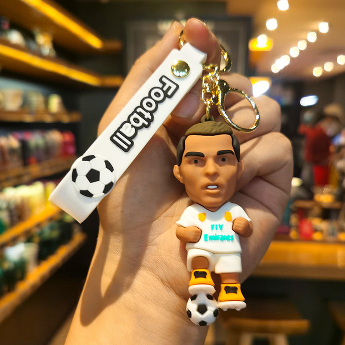 Wholesale Football keychain pvc car key ring