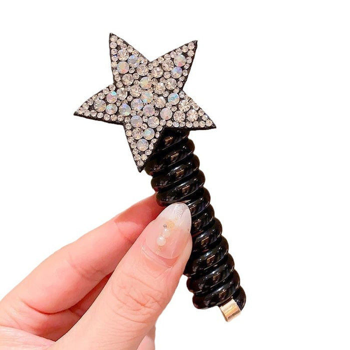 Wholesale Rhinestone Star Polyurethane Phone Cord Children's Hair Tie JDC-HS-Yiyan004