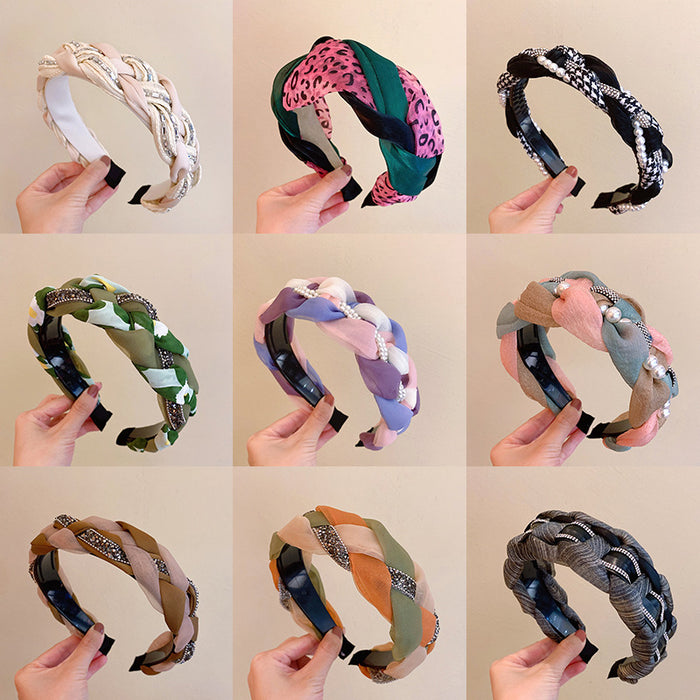 Wholesale Braided Fried Dough Twists Fabric Headband JDC-HD-HuiY023