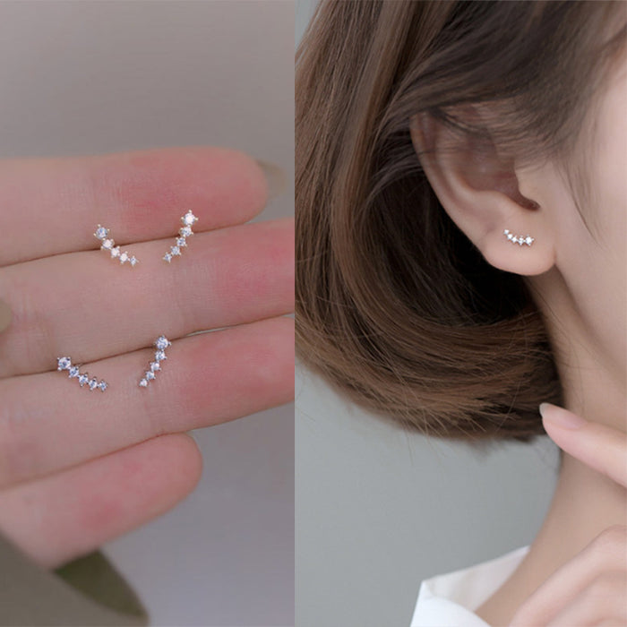 Wholesale s925 Silver Simple Meteor Row Diamond Shining Earrings  JDC-ES- XiangDuan010