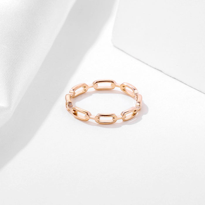 Wholesale 5pcs Hollow out small chain ring,  unique rectangular chain stainless steel necklace