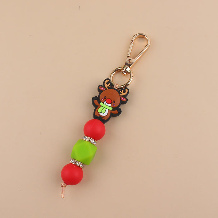 Wholesale Cartoon Christmas Handmade Silicone Beaded Keychain JDC-KC-GuangTian001