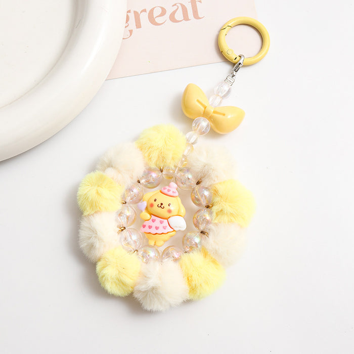 Wholesale Cute Cartoon Pom Pom Keychain Plush Bag Charm Decorative Accessory MOQ≥2