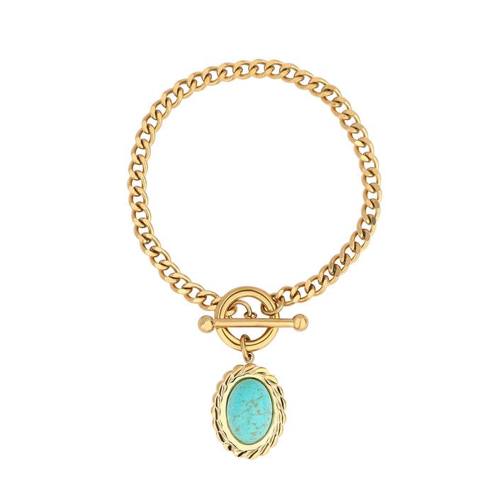 Wholesale stainless steel natural turquoise necklace