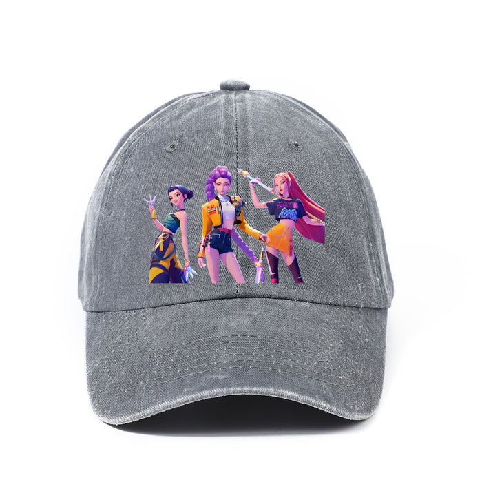 Wholesale Kpop cartoon character washed baseball cap
