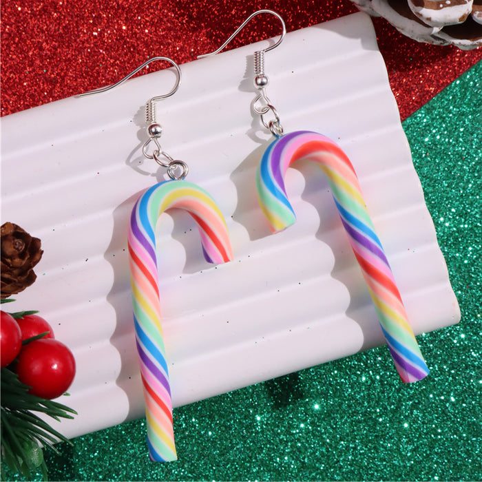 Wholesale Christmas Rainbow Cane Girls Candy Color Earrings