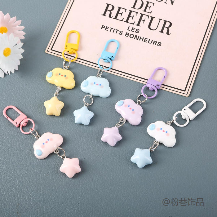 Wholesale Resin Cartoon Star And Cloud Speechless Keychain For Students And Couples