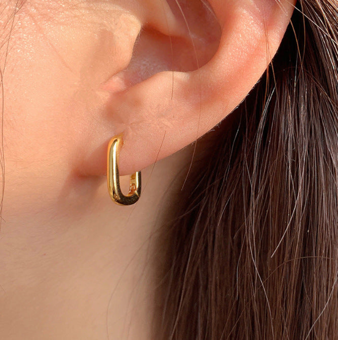 Wholesale Elliptical earrings with minimalist design, fashionable and versatile ear buckles, retro style earrings