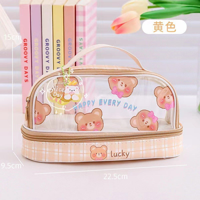 Wholesale Transparent Pencil Case for Girls Cute Rabbit Design Large Capacity Stationery Bag